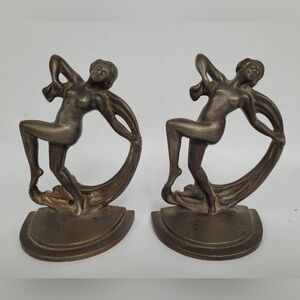 Artistic Bronze Vintage Art Deco Figural Bookends